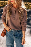 Waffle-Knit Round Neck Long Sleeve Blouse - Trendsi - Flyclothing LLC