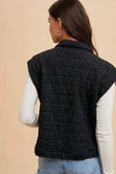 Annie Wear Texture Quilted Snap Down Vest Coat - Trendsi - Flyclothing LLC