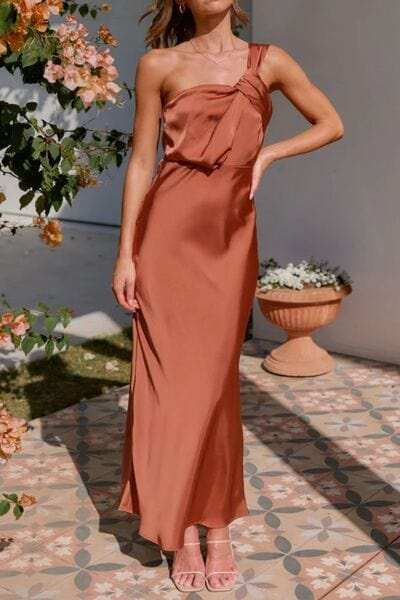 One Shoulder Sleeveless Maxi Dress - Trendsi - Flyclothing LLC