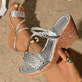 Open Toe Wedge Sandals - Trendsi - Flyclothing LLC