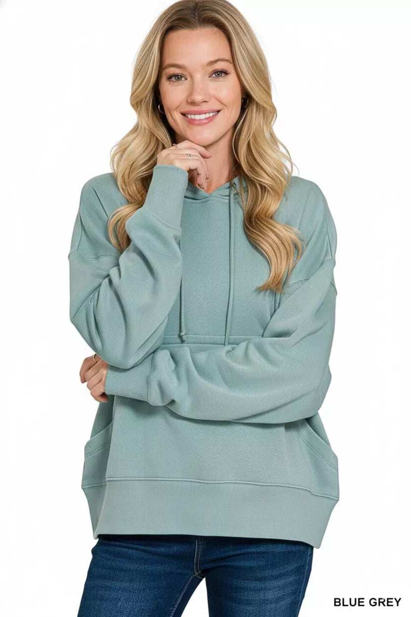 Zenana Oversized Fleece Kangaroo Pocket Hoodie - Trendsi - Flyclothing LLC