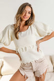 BiBi Tassel Detail Textured Square Neck Sweater - Trendsi - Flyclothing LLC