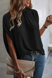 Tie Back Slit Half Sleeve Blouse - Trendsi - Flyclothing LLC