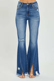 RISEN Full Size High Rise Front Slit Frayed Hem Flare Jeans - Trendsi - Flyclothing LLC