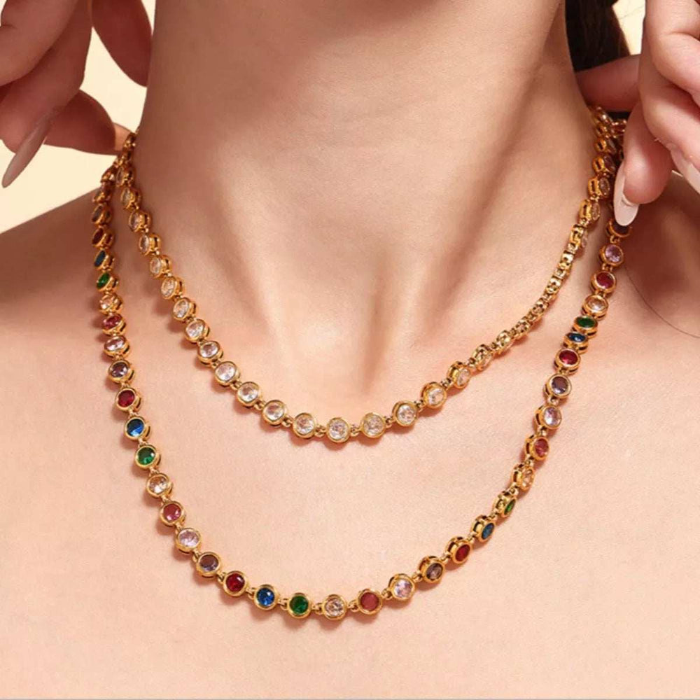 18K Gold-Plated Zircon Necklace - Trendsi - Flyclothing LLC