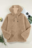 Drawstring Fleece Zip Up Hooded Jacket - Trendsi - Flyclothing LLC
