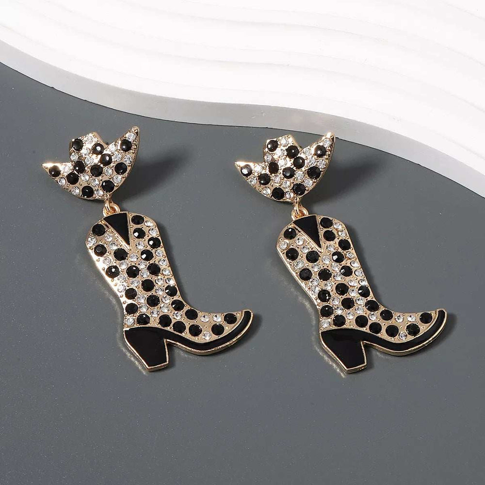 Rhinestone Cowboy Boot Dangle Earrings - Trendsi - Flyclothing LLC