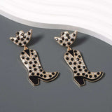 Rhinestone Cowboy Boot Dangle Earrings - Trendsi - Flyclothing LLC