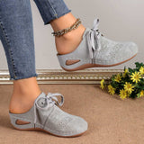 Lace-Up Round Toe Wedge Sandals - Trendsi - Flyclothing LLC