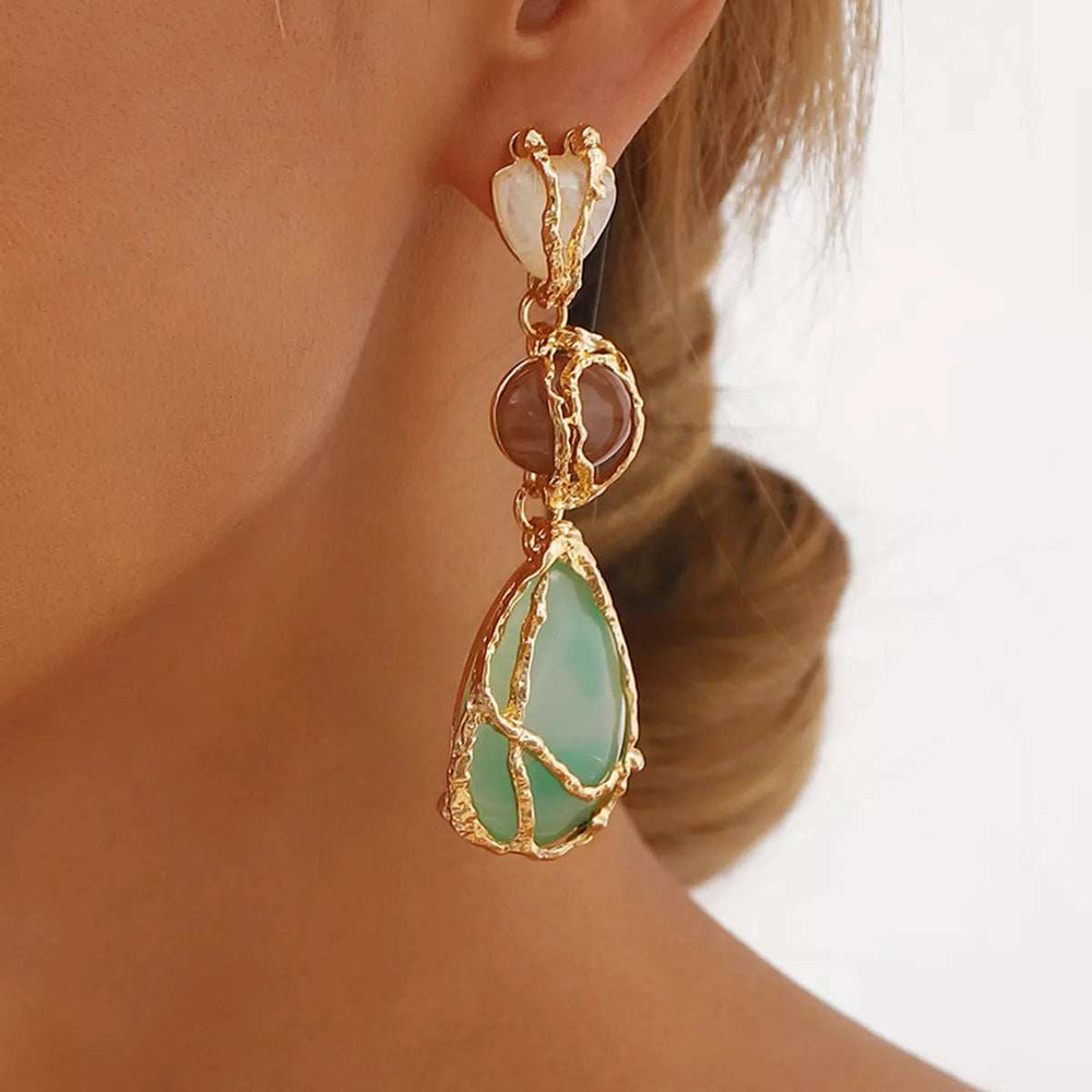 18K Gold-Plated Teardrop Earrings - Trendsi - Flyclothing LLC