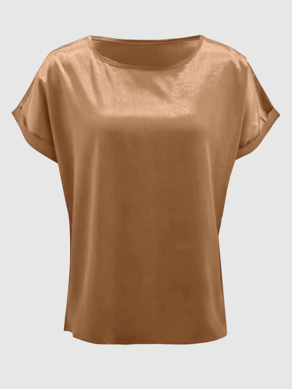 Round Neck Short Sleeve T-Shirt - Trendsi - Flyclothing LLC