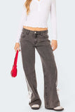Side Striped Loose Fit Jeans - Trendsi - Flyclothing LLC
