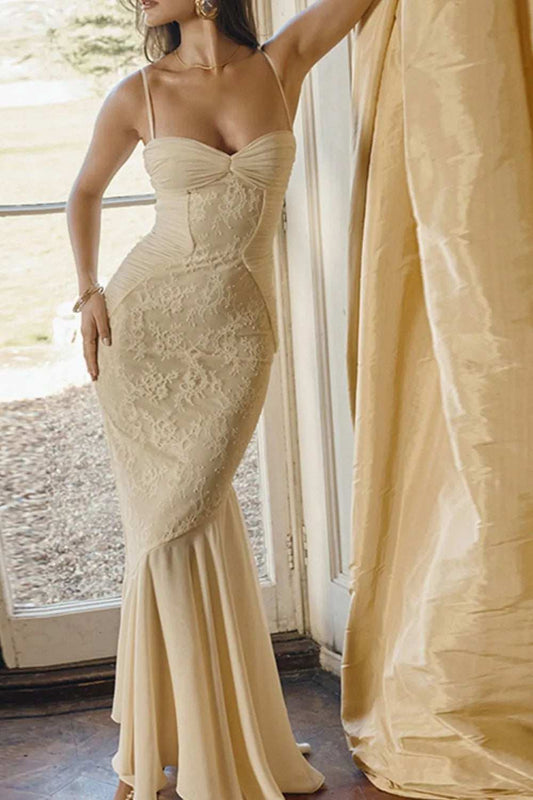 Sweetheart Neck Lace Maxi Dress - Trendsi - Flyclothing LLC