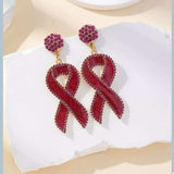 Rhinestone Ribbon Drop Earrings - Trendsi - Flyclothing LLC