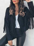 Fringe Open Front Cropped Jacket - Trendsi - Flyclothing LLC