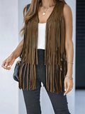 Fringe Open Front Vest Coat - Trendsi - Flyclothing LLC