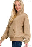 Zenana Fleece Acid Wash Kangaroo Pocket Hoodie - Trendsi - Flyclothing LLC
