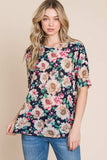 BOMBOM Floral Round Neck T-Shirt - Trendsi - Flyclothing LLC