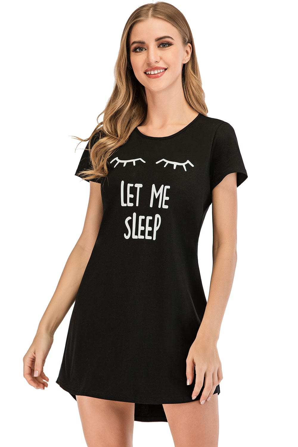 Graphic Round Neck Short Sleeve Lounge Dress - Trendsi - Flyclothing LLC