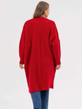 Pocketed Open Front Long Sleeve Longline Cardigan - Trendsi - Flyclothing LLC