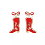 Cowgirl Boot Dangle Earrings with Bow - Trendsi - Flyclothing LLC