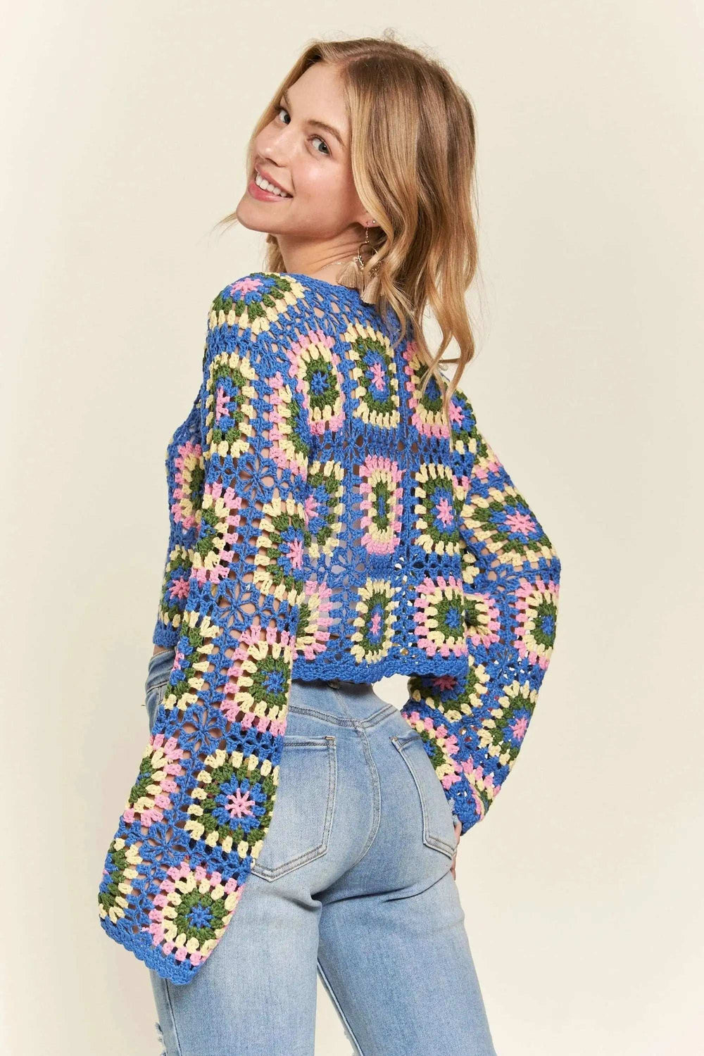 ADORA Multicolor Crochet Crop Top - Trendsi - Flyclothing LLC