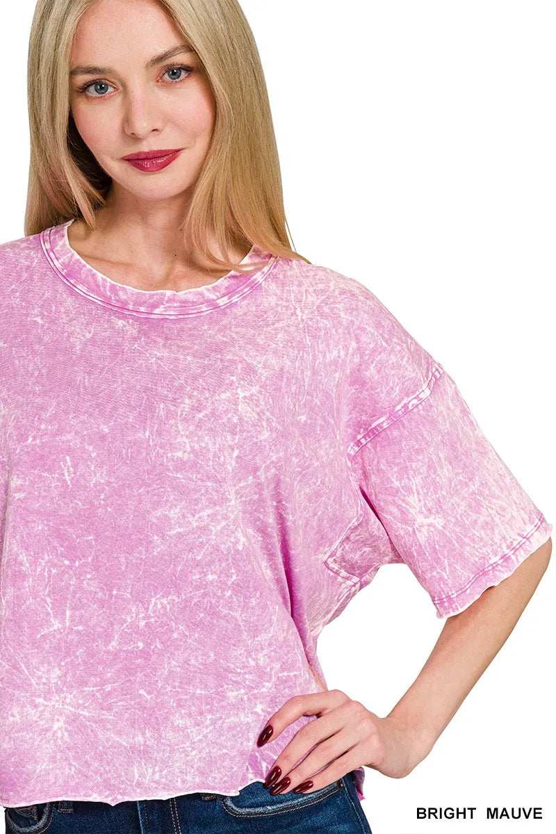 Zenana Acid Crinkle-Washed Oversized T-Shirt - Trendsi - Flyclothing LLC