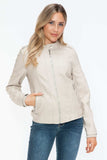 Snobbish PU Leather Biker Jacket with Side Zip Pockets - Trendsi - Flyclothing LLC
