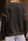 Rainbow Trim Round Neck Long Sleeve Sweatshirt - Trendsi - Flyclothing LLC