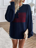 Devine US Flag Round Neck Long Sleeve Knit Top - Trendsi - Flyclothing LLC