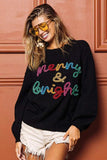 BiBi Tinsel Lettering Christmas Sweater - Trendsi - Flyclothing LLC