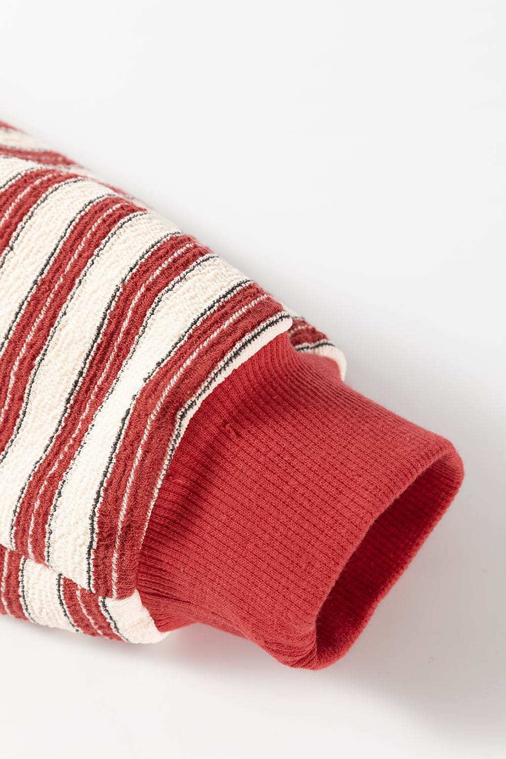 Stripe Johnny Collar Drop Shoulder Sweatshirt - Trendsi - Flyclothing LLC