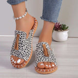 Fringe Leopard Open Toe Sandals - Trendsi - Flyclothing LLC