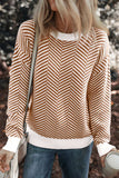 Striped Round Neck Long Sleeve Sweater - Trendsi - Flyclothing LLC