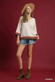 Umgee Scalloped Hem Color Block Top - Trendsi - Flyclothing LLC