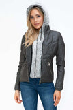 YMI Faux Layered Double-Zipper Jacket with Fuzzy Hood - Trendsi - Flyclothing LLC