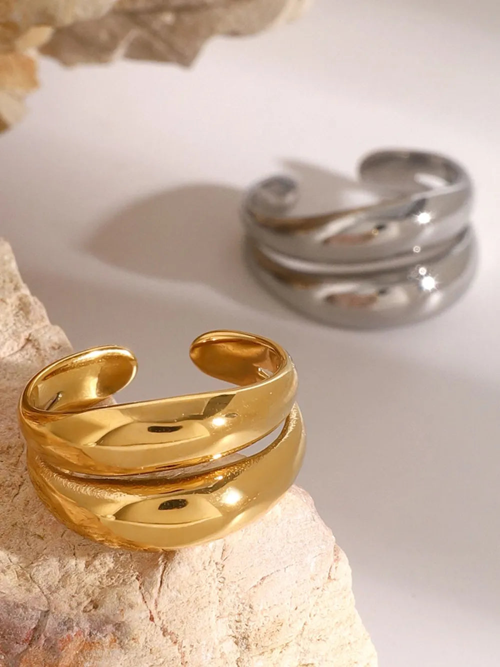 Stainless Steel Double-Layered Ring - Trendsi - Flyclothing LLC