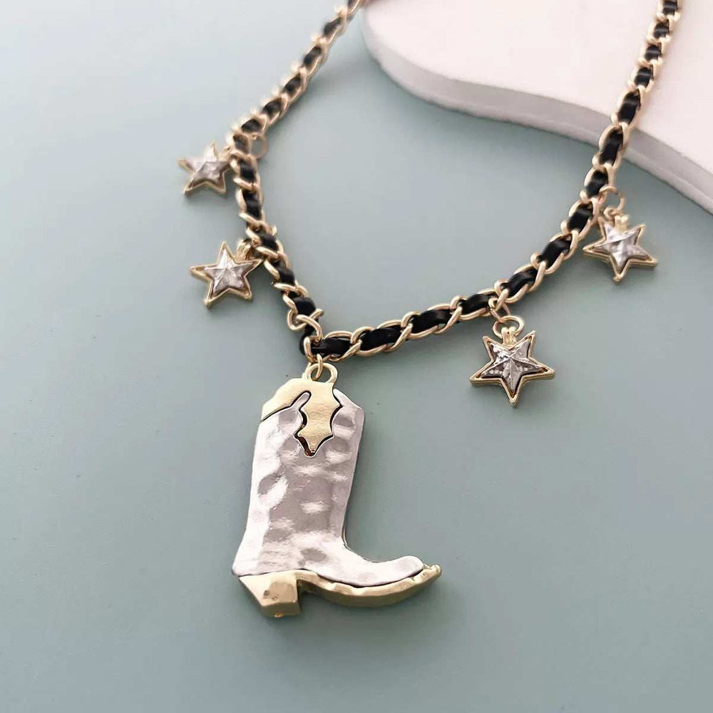 Western Style Star Charm Boot Pendant Necklace - Trendsi - Flyclothing LLC