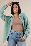 VERY J Mineral Washed Gauze Button Down Shirt - Trendsi - Flyclothing LLC