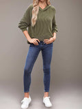 Double Take Textured Kangaroo Pocket Long Sleeve Hoodie - Trendsi - Flyclothing LLC