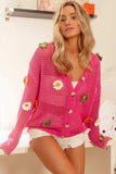 BiBi Flower Patches Open Knit Sweater Cardigan - Trendsi - Flyclothing LLC