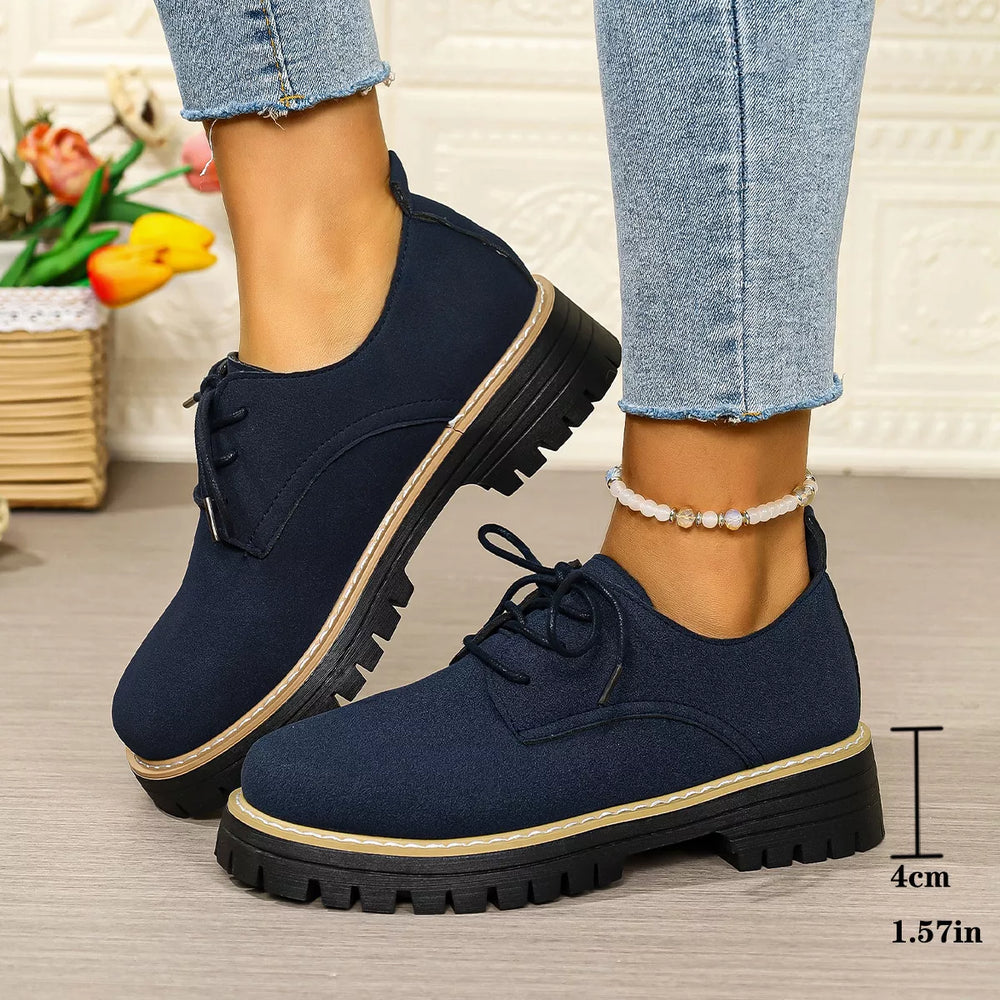 Lace-Up Platform Loafers - Trendsi - Flyclothing LLC