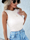 Textured Round Neck Tank - Trendsi - Flyclothing LLC
