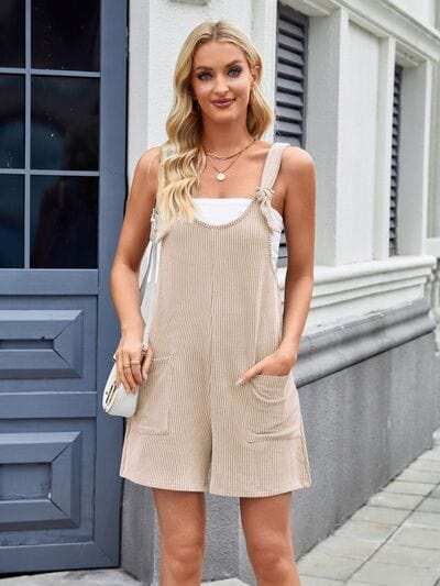 Lovelet Knotted Wide Strap Scoop Neck Overalls - Trendsi - Flyclothing LLC