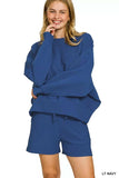 Zenana Ribbed Round Neck Pullover and Shorts Set - Trendsi - Flyclothing LLC