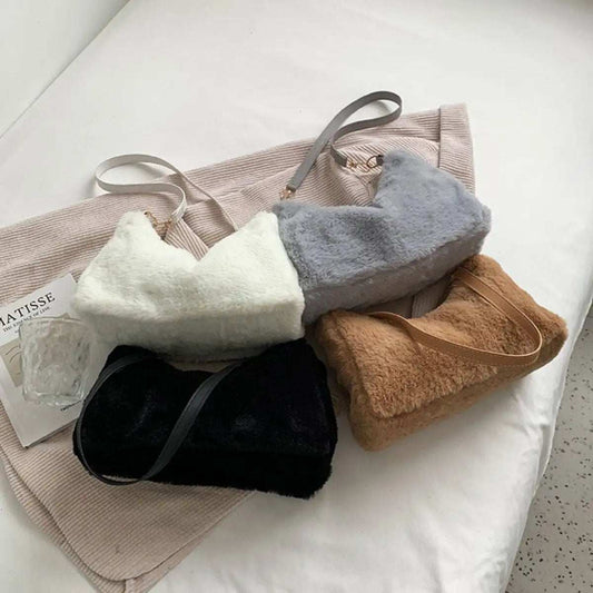 Faux Fur Removable Strap Shoulder Bag - Trendsi - Flyclothing LLC