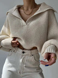 Johnny Collar Long Sleeve Sweater - Trendsi - Flyclothing LLC