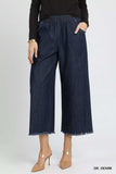 Umgee Washed Fringe Hem Wide Leg Jeans - Trendsi - Flyclothing LLC