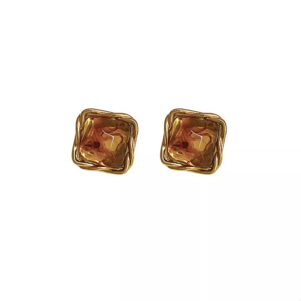18K Gold-Plated Alloy Resin Geometric Earrings - Trendsi - Flyclothing LLC