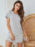 Round Neck Short Sleeve Lounge Dress - Trendsi - Flyclothing LLC